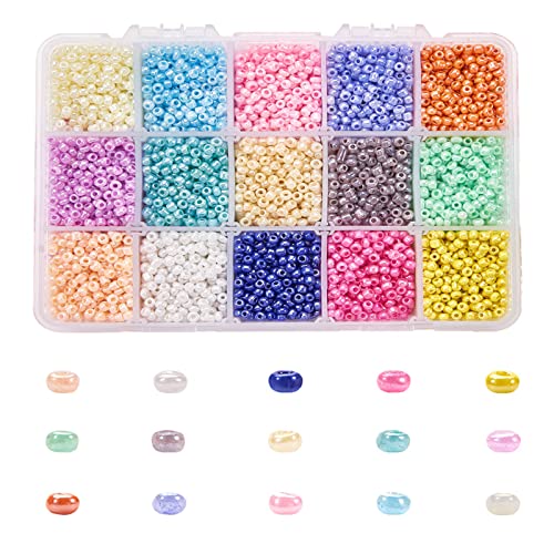 Floatdream Seed Beads, Glass Seed Beads, 15 Farben Mini Glasperlen, für Bekleidungsaccessoires, Armbänder, Halsketten, Ohrringe, Kopfbedeckungen, Anhänger usw(Farbe) von Floatdream