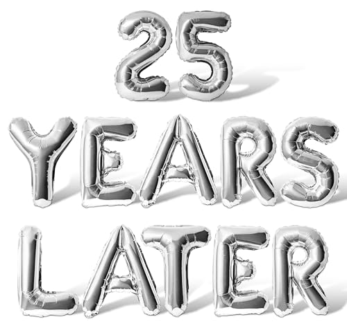 Buchstabenballons – 25 Years LATER 40,6 cm Alphabet-Buchstaben Folienballon Mylar-Ballon zum 25. Jahrestag, Party-Banner (Silber) von Floating Away Balloon Company