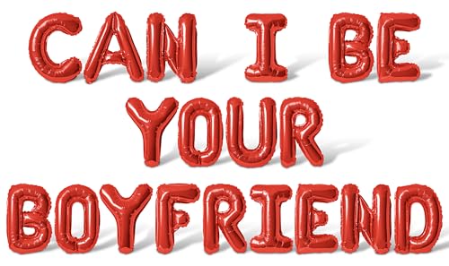 Buchstabenballons – Can I Be Your Boyfriend, 40,6 cm, Alphabet-Buchstaben, Mylar-Ballon, Valentinstag, Party, Banner (rot) von Floating Away Balloon Company