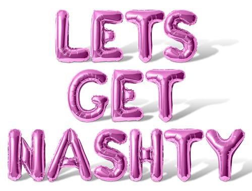 Buchstabenballons – Let's Get Nashty 40,6 cm, Alphabet-Buchstaben, Folienballon aus Mylar, Nashville Junggesellinnenabschied, Banner (Rosa) von Floating Away Balloon Company
