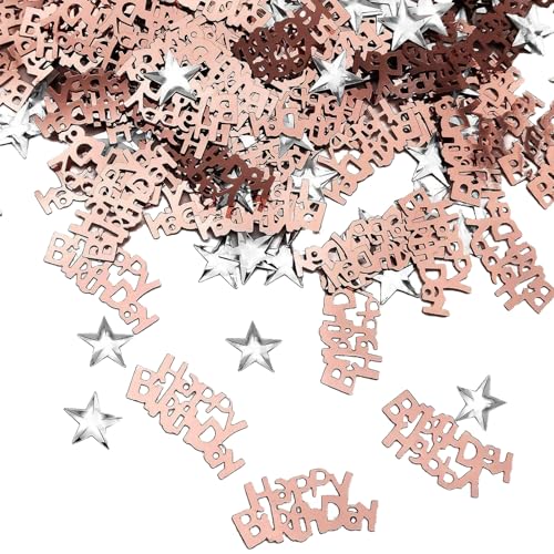 Flomiara 3 x 30 g Rosen, goldene und silberne Happy Birthday-Konfetti-Tischstreuung, Glitzerstaub, Partydekorationen für Kinder und Erwachsene, Geburtstagsdekoration Flomiara 3 x 30 g Rosen, goldene und silberne Happy Birthday-Konfetti-Tischstreuung, Glitzerstaub, Partydekorationen für Kinder und Erwachsene, Geburtstagsdekoration von Flomiara
