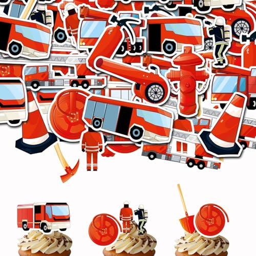 Flomiara 80 Stück Feuerwehrauto-Cupcake-Topper, essbare Kuchendekoration, Kuchendekoration, Feuerwehrauto-Cupcake-Topper mit Box für Geburtstag, Hochzeit, Jahrestag, Babyparty, Partyzubehör, Rot Flomiara 80 Stück Feuerwehrauto-Cupcake-Topper, essbare Kuchendekoration, Kuchendekoration, Feuerwehrauto-Cupcake-Topper mit Box für Geburtstag, Hochzeit, Jahrestag, Babyparty, Partyzubehör, Rot von Flomiara