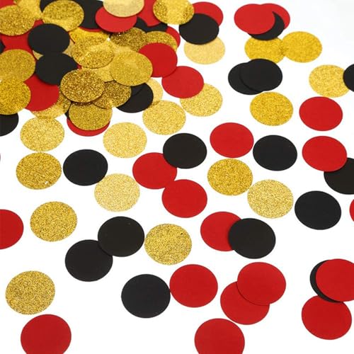 Flomiara Glitzernde schwarz-rote runde Tischstreuung, Konfetti, Valentinstag/Jahrestag, Dekoration, Weihnachten, leicht, exquisit von Flomiara