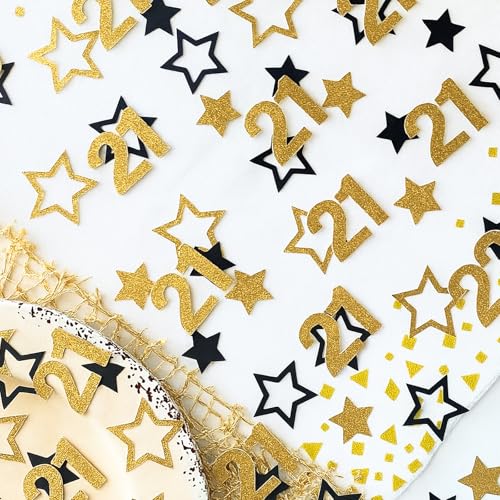 Flomiara Glitzerndes Konfetti mit goldenen Sternen, 100 Stück, Konfetti zum 21. Geburtstag, perfekt für Partys, Events und Feiern, Glitzerstreusel für Geburtstagsfeier, Jubiläum & Hochzeit Flomiara Glitzerndes Konfetti mit goldenen Sternen, 100 Stück, Konfetti zum 21. Geburtstag, perfekt für Partys, Events und Feiern, Glitzerstreusel für Geburtstagsfeier, Jubiläum & Hochzeit von Flomiara