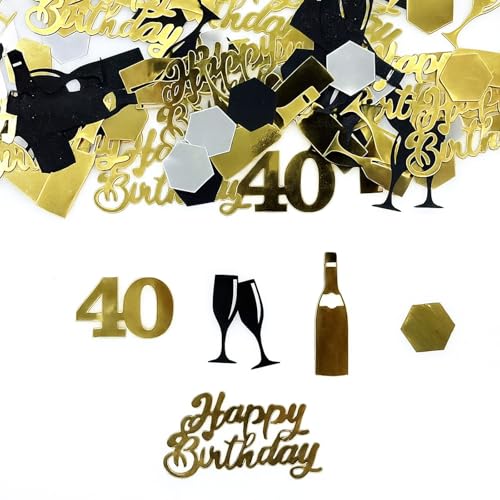 Flomiara Konfetti zum 40. Geburtstag, metallischer Glitzer, Tischstreuer, Partydekoration, Unisex, Feiern, Glitzerstreusel für Geburtstagsparty, Jubiläum und Tischdekoration von Flomiara