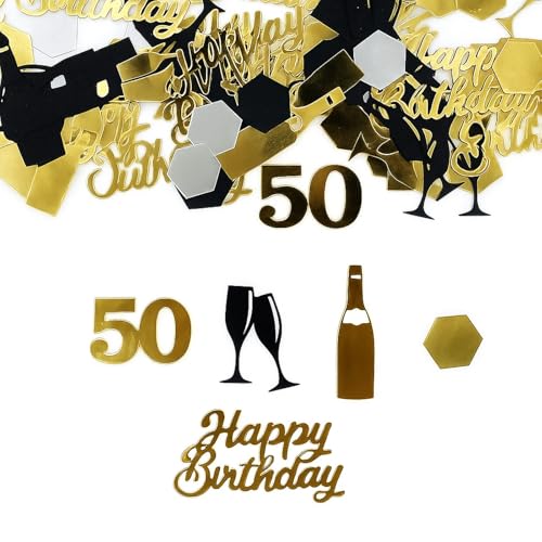 Flomiara Konfetti zum 50. Geburtstag, metallischer Glitzer, Tischstreuer, Partydekoration, Unisex, Feiern, Glitzerstreusel für Geburtstagsfeier, Jubiläum und Tischdekoration von Flomiara