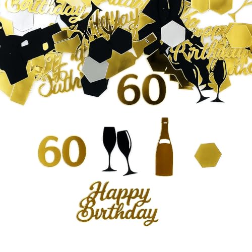 Flomiara Konfetti zum 60. Geburtstag, metallischer Glitzer, Tischstreuer, Partydekoration, Unisex, Feiern, Glitzerstreusel für Geburtstagsfeier, Jubiläum und Tischdekoration von Flomiara
