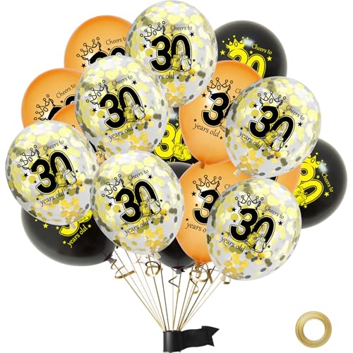 Flomiara Luftballons "Happy 30th Birthday", 18 Stück, schwarz-goldener Glitzer, Prost bis zum 30. Geburtstag, Party-Dekorationen, wählen Sie 18 fabelhafte Ballondekorationen für Happy 30th Birthday Flomiara Luftballons "Happy 30th Birthday", 18 Stück, schwarz-goldener Glitzer, Prost bis zum 30. Geburtstag, Party-Dekorationen, wählen Sie 18 fabelhafte Ballondekorationen für Happy 30th Birthday von Flomiara