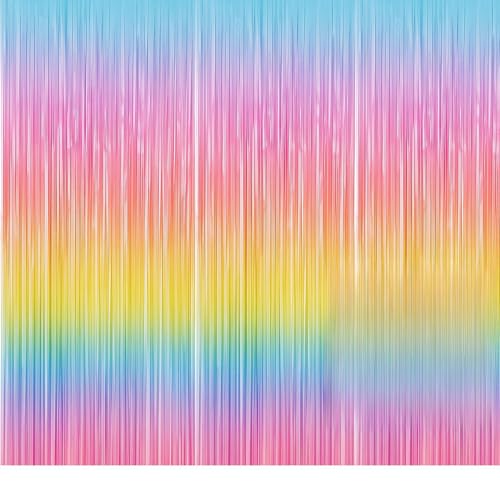 Flomiara Quadratische Folienvorhang-Dekorationen, bunte Macaron-Regenvorhang, Luftschlangen, Hintergrund, Geburtstag, Valentinstag, Abschlussfeier, Hochzeit, Verlobung, Brautparty, Urlaub von Flomiara