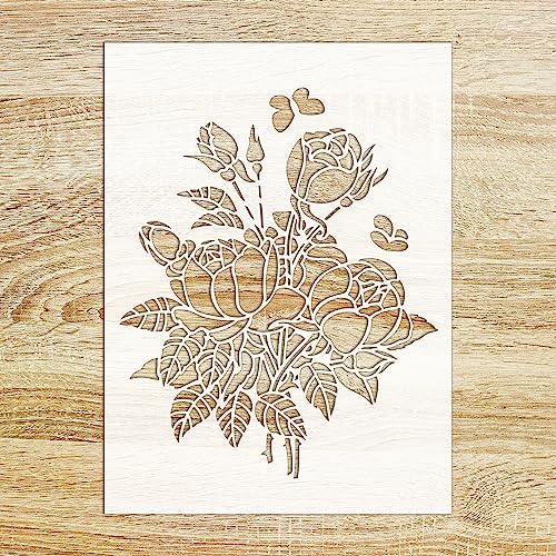 Schablone (15,2 x 20,3 cm), hübscher detaillierter Blumenstrauß, Flonz dekorative Schablone für Wandmalerei, Scrapbooking und Kuchendekoration von Flonz