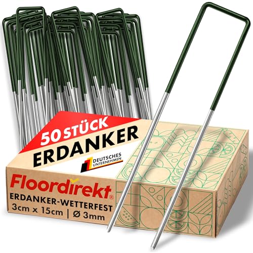 Floordirekt Erdanker 50 Stück Heringe für Kunstrasen, Unkrautvlies, Zaun, Zelt, Camping & Garten aus Eisendraht 15 x 3 cm stabile und korrosionsbeständige Bodenanker Floordirekt Erdanker 50 Stück Heringe für Kunstrasen, Unkrautvlies, Zaun, Zelt, Camping & Garten aus Eisendraht 15 x 3 cm stabile und korrosionsbeständige Bodenanker von Floordirekt