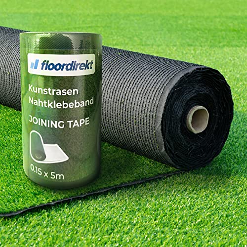 Floordirekt Klebeband für Kunstrasen - 15 cm x 5 m - Kunstrasenband - Grasband - selbstklebend - Nahtklebeband für Rasenteppich von Floordirekt