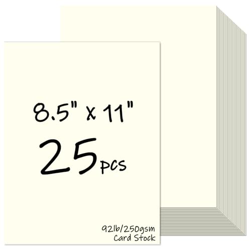 25 Blatt cremefarbener Karton, 8,5 x 11, 41,7 kg/250 g/m², schwerer weißer Karton, Druckerpapier für Einladungen, Scrapbooking, Basteln, DIY-Karten, Dekoration, Zeichnen 25 Blatt cremefarbener Karton, 8,5 x 11, 41,7 kg/250 g/m², schwerer weißer Karton, Druckerpapier für Einladungen, Scrapbooking, Basteln, DIY-Karten, Dekoration, Zeichnen von FloraSea