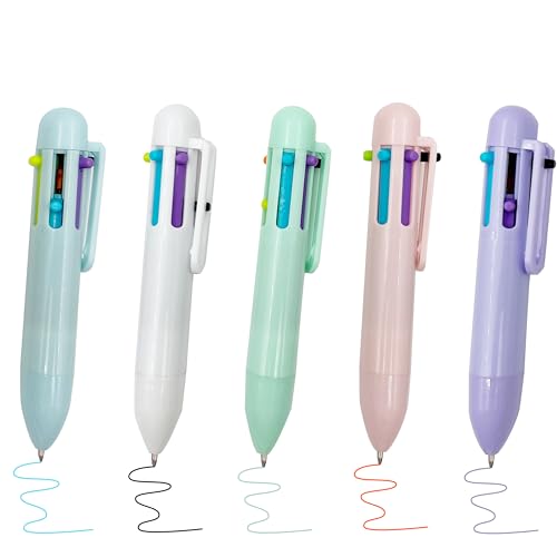 FloraVigo 5er-Pack mehrfarbige Kugelschreiber, 6-in-1-Druckkugelschreiber, 0,5-mm-Mehrfarbstift für Krankenschwestern, Studenten, Büro, Schulbedarf, Geschenke von FloraVigo