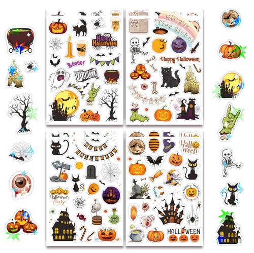 FloraVigo 8-teilige Halloween-Glitzeraufkleber mit Glitzereffekt, über 200 Muster von Glitzeraufklebern, Happy Halloween, geeignet für Kinder, Mädchen, Scrapbook-Album-Geschenke FloraVigo 8-teilige Halloween-Glitzeraufkleber mit Glitzereffekt, über 200 Muster von Glitzeraufklebern, Happy Halloween, geeignet für Kinder, Mädchen, Scrapbook-Album-Geschenke von FloraVigo
