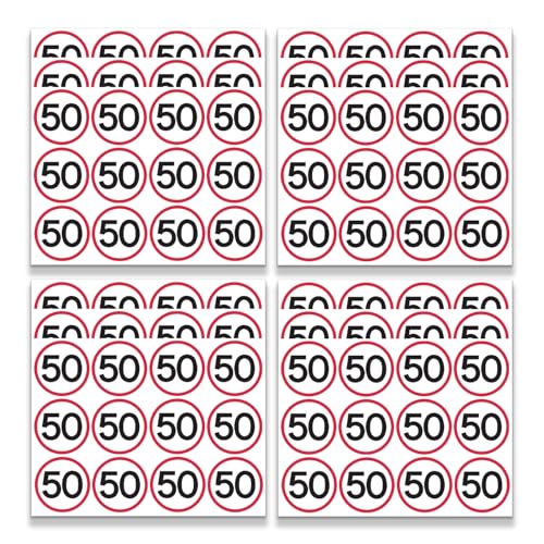 FloraVigo Aufkleber zum 50. Geburtstag, 144 Verkehrszeichen, Geburtstagsdekorationen, Geburtstagsaufkleber, Männer und Frauen Geburtstag, Jubiläumsparty-Geschenke von FloraVigo