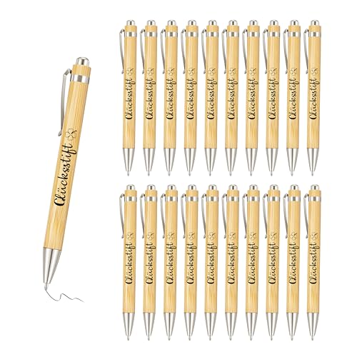 FloraVigo Glücksstift Kugelschreiber Geschenke Holz Kugelschreiber mit Spruch für Prüfung Abitur Aufmunterung Genesung Kollegen Familien (Glücksstift, 40 Stück) von FloraVigo