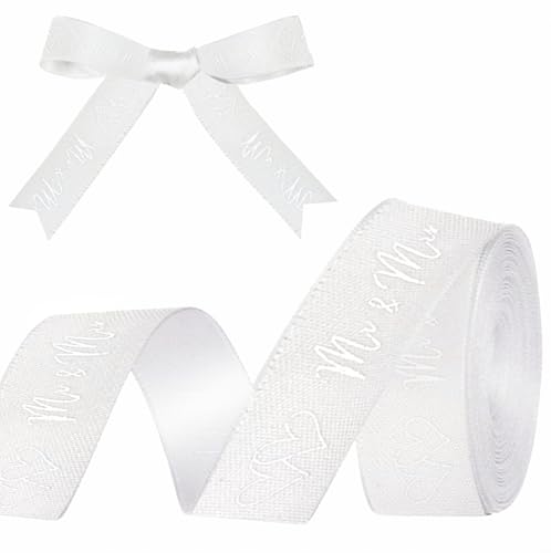 FloraVigo 9 m x 15 mm Hochzeitsdekoband, Mr. & Mrs. Geschenkband zum Verpacken von Geschenken, Hochzeitsdekoband, Einladungskarte, Brautstrauß, Geschenkverpackung, DIY (Silber) von FloraVigo