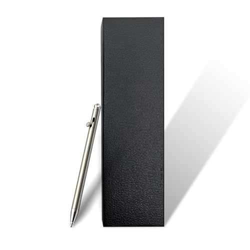 FloraVigo Mini-Kugelschreiber aus reinem Titan mit Bolt-Action-Funktion, EDC-Stift, Metall-Kugelschreiber mit Schlüsselring und Box, personalisierter kreativer Signaturstift für die Arbeit von FloraVigo