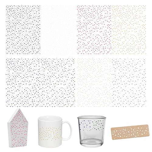 FloraVigo Rub On Sticker ca.A5 19x14cm-Spruch Deko zum Geburtstag, Keraflott, Hochzeit, Zuhause, Wischfolie für Möbel, Glas, Holz, Fotoalbum, DIY Deko, Aufkleberästhetik(4PCS) (DOTS-Punkte) von FloraVigo