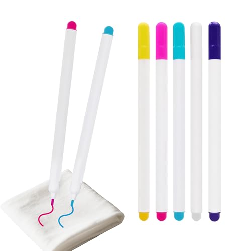 FloraVigo Trickmarker Nähen, 5 teilige textilmarker, Selbstlöschende und wasserlösliche Marker, Nähzubehör für Bekleidungsschneiderei/Nähhandwerk (5 Farben) von FloraVigo