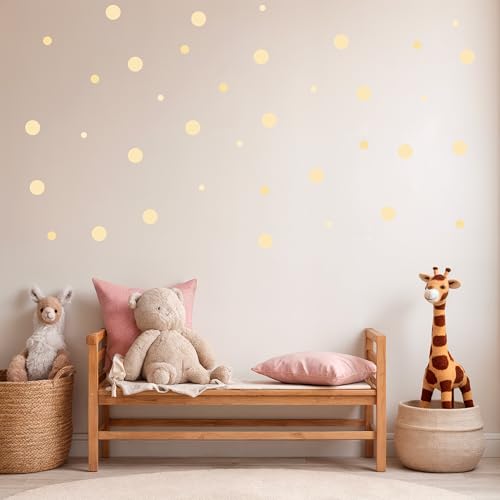 FloraVigo Wandtattoo kinderzimmer, 186 gepunktete Wandaufkleber, Wanddekoration für Mädchen, Jungen, Kinder und Babys – Babyzimmer-Dekor (Beige) von FloraVigo
