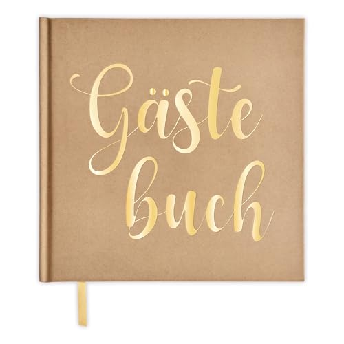 FloraVigo gästebuch hochzeit, Gästebuch Geburtstag, 144 Seiten Premium-Gästebuch aus dickem Papier für Jahrestag, Geburtstag, Babyparty, Taufe (Gold) von FloraVigo