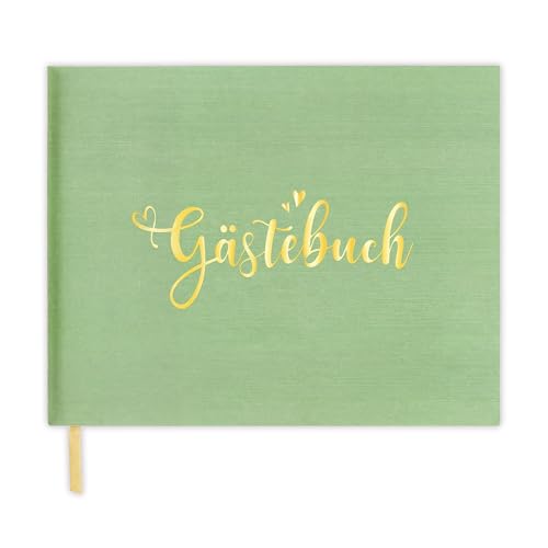 FloraVigo gästebuch hochzeit, Gästebuch Geburtstag, 144 Seiten Premium-Gästebuch aus dickem Papier für Jahrestag, Geburtstag, Babyparty, Taufe (Grün) von FloraVigo