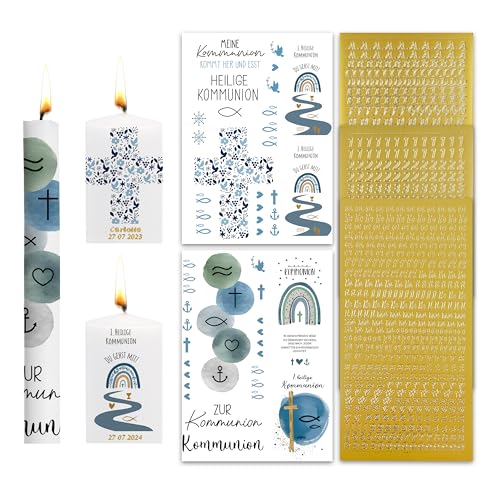 FloraVigo taufkerze selber machen set,2pcs Kerzentattoos Kommunion Taufe Kerzen Tattoofolie + 3pcs Groß- und Kleinbuchstaben Kerzen Sticker Gold Zahlen Aufkleber für Taufkerze Kommunionkerze Basteln FloraVigo taufkerze selber machen set,2pcs Kerzentattoos Kommunion Taufe Kerzen Tattoofolie + 3pcs Groß- und Kleinbuchstaben Kerzen Sticker Gold Zahlen Aufkleber für Taufkerze Kommunionkerze Basteln von FloraVigo