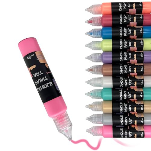 FloraVigo 12 Kerzenstifte, je 28 ml Kerzenstift, Kerzenmalstift, Kerzenfarbe, leuchtende Farben, perfekt für DIY-Dekoration und Designkerzen von FloraVigo