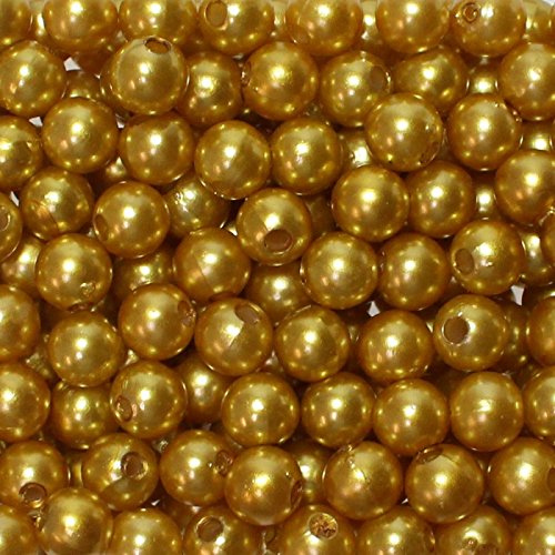 Floral-Direkt 250 x Kunstperle 8mm Perlen in praktischer Plastikdisplaybox Wachsperlen Dekoperlen Bastelperlen mit Loch Kunstperlen, Farbe:Gold von Floral-Direkt