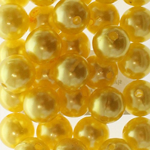 Floral-Direkt 115 Kunstperlen 10mm Perlen Wachsperlen Dekoperlen Bastelperlen Loch Kunststoff, Farbe:gelb von Floral-Direkt