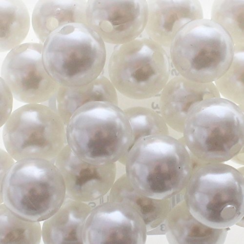 Floral-Direkt 115 Kunstperlen 10mm Perlen Wachsperlen Dekoperlen Bastelperlen Loch Kunststoff, Farbe:weiß von Floral-Direkt
