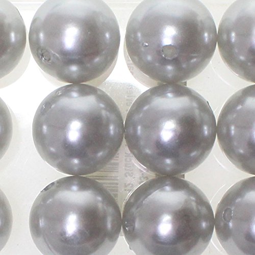 Floral-Direkt 12 Kunstperlen 20mm Perlen Wachsperlen Dekoperlen Bastelperlen Loch Kunststoff, Farbe:Silber von Floral-Direkt
