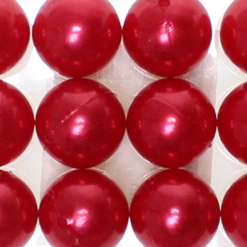 Floral-Direkt 12 Kunstperlen 20mm Perlen Wachsperlen Dekoperlen Bastelperlen Loch Kunststoff, Farbe:rot von Floral-Direkt