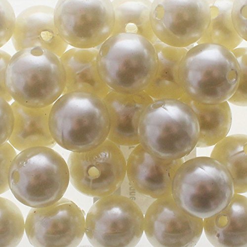 Floral-Direkt 35 Kunstperlen 14mm Perlen Wachsperlen Dekoperlen Bastelperlen Loch Kunststoff, Farbe:Champagner von Floral-Direkt