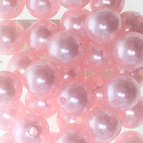 Floral-Direkt 35 Kunstperlen 14mm Perlen Wachsperlen Dekoperlen Bastelperlen Loch Kunststoff, Farbe:rosa von Floral-Direkt