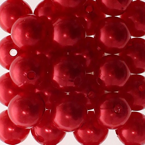 Floral-Direkt 35 Kunstperlen 14mm Perlen Wachsperlen Dekoperlen Bastelperlen Loch Kunststoff, Farbe:rot von Floral-Direkt