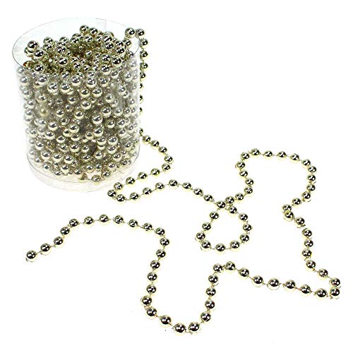 Floral-Direkt 8m Perlengirlande Perlenkette Perlen 8mm Perlenschnur Baumschmuck Deko Kette, Farbe:Champagner von Floral-Direkt