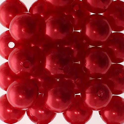 Floral-Direkt Kunstperlen Perlen 300g Wachsperle Kunststoffperlen mit 2mm Loch Großpack, Farbe:rot, Größe:14mm von Floral-Direkt