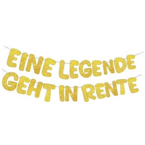 FloralGrace 1 Stück Rente Banner Rente Deko Glitzer Lustige Banner Für Renten Party “Eine Legende Geht In Rente” Banner Partyzubehör Zum Renteneintritt (Gold) von FloralGrace
