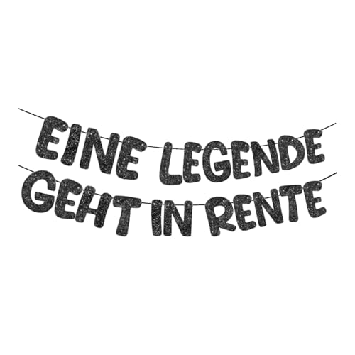 FloralGrace 1 Stück Rente Banner Rente Deko Glitzer Lustige Banner Für Renten Party “Eine Legende Geht In Rente” Banner Partyzubehör Zum Renteneintritt (Schwarz) von FloralGrace