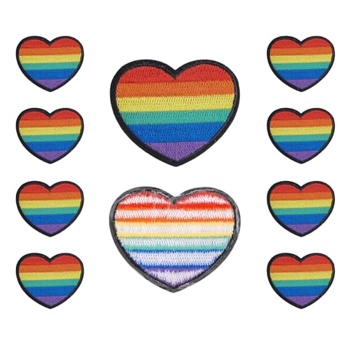 FloralGrace 10 Stück Regenbogen Herz Patches Set, Hochwertige Polyester Bügelbilder, Einzigartige Gay Pride Aufnäher Zum Personalisieren Von Kleidung Und Accessoires FloralGrace 10 Stück Regenbogen Herz Patches Set, Hochwertige Polyester Bügelbilder, Einzigartige Gay Pride Aufnäher Zum Personalisieren Von Kleidung Und Accessoires von FloralGrace