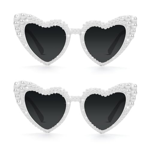 FloralGrace 2 Stück Herz Sonnenbrille Herzform,Herz Perlen,Herzbrille,Retro Herzbrille mit Weißen Perlen Design,Cateye Sonnenbrille Damen,Vintage Sonnenbrille Herzform FloralGrace 2 Stück Herz Sonnenbrille Herzform,Herz Perlen,Herzbrille,Retro Herzbrille mit Weißen Perlen Design,Cateye Sonnenbrille Damen,Vintage Sonnenbrille Herzform von FloralGrace