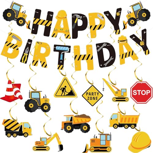 FloralGrace 27 Stück Baustelle Geburtstags Party Dekorationen, Baustelle Happy Birthday Banner Fahrzeug Hängende Wirbel Baustelle Party Decke Girlanden Deko FloralGrace 27 Stück Baustelle Geburtstags Party Dekorationen, Baustelle Happy Birthday Banner Fahrzeug Hängende Wirbel Baustelle Party Decke Girlanden Deko von FloralGrace