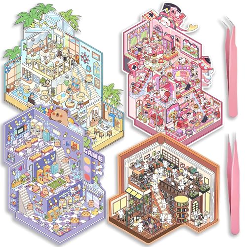 FloralGrace 4 Stück Große DIY 3D House Stickers, Miniatur Haus Sticker 3D, 3D Sticker Scene für Kinder und Erwachsene Niedliche Eigenes Haus Sticker Sticker FloralGrace 4 Stück Große DIY 3D House Stickers, Miniatur Haus Sticker 3D, 3D Sticker Scene für Kinder und Erwachsene Niedliche Eigenes Haus Sticker Sticker von FloralGrace