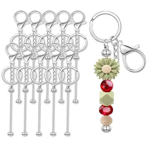 FloralGrace 4 teiliges Set Perlen Schlüsselanhänger Zum Selbermachen Perlen Metall Streifen Blanko Schlüsselanhänger Keychain Karabiner Streifen Für Perlenanhänger Basteln von FloralGrace