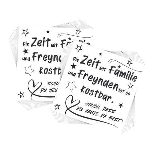 FloralGrace 40 Stück Servietten Geburtstag, Schön DASS Du Da Bist,Kostbare Zeit Familie Freunde Spruch Servietten für Tischdeko Hochzeitsfeier Jubiläums Themenparty von FloralGrace