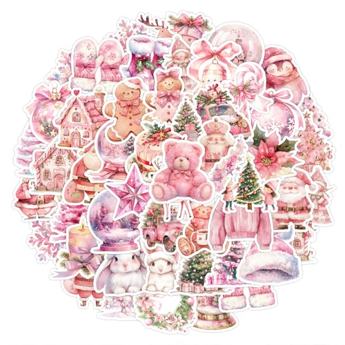 FloralGrace 50 Stück Weihnachtssticker Für Kinder, Rosa Vintage Weihnachtsfeier Sticker, wasserdichte Wasserflaschen Laptop Motorrad Gitarre Skateboard Graffiti FloralGrace 50 Stück Weihnachtssticker Für Kinder, Rosa Vintage Weihnachtsfeier Sticker, wasserdichte Wasserflaschen Laptop Motorrad Gitarre Skateboard Graffiti von FloralGrace
