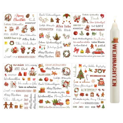 FloralGrace 6 Stück Kerzentattoos Weihnachten, Kerzensticker Weihnachten Wasserschiebefolie Kerzen Tattoo, Wasserschiebefolie Rub on Sticker, Kerzensticker Kerzenfolie FloralGrace 6 Stück Kerzentattoos Weihnachten, Kerzensticker Weihnachten Wasserschiebefolie Kerzen Tattoo, Wasserschiebefolie Rub on Sticker, Kerzensticker Kerzenfolie von FloralGrace